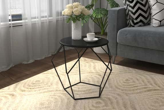 Steel Minimalist Pentagon Shaped Round Coffee Table-1