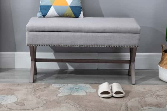 Polyester-Upholstered-Ottoman-Stool-Grey-1