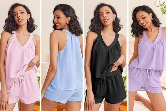 Women-2-Piece-Sets-Soft-V-Neck-Cami-Shorts-Set-1