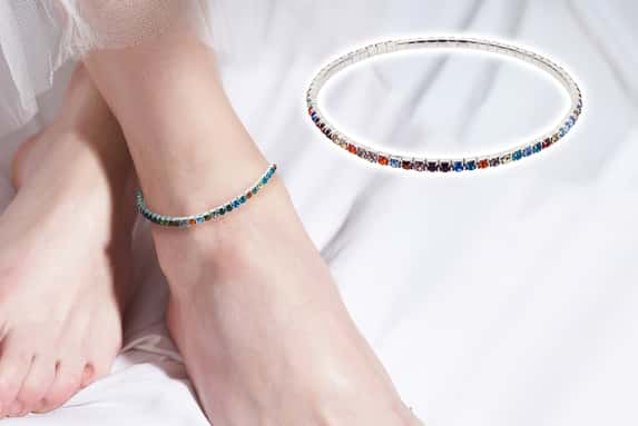 Multi-Coloured-Cubic-Zirconia-Ankle-Tennis-Bracelet-1