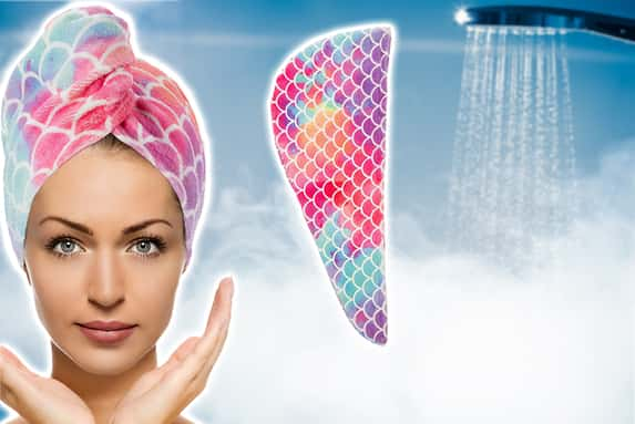 Mermaid-Tail-Printed-Hair-Dry-Hair-Towel-1