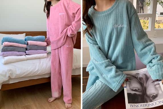 Women-One-Size-Flannel-Sleepwear-Pajamas-Set-1