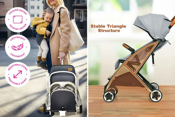 Folding-Pushchair-with-Adjustable-Backrest-and-Footrest-1