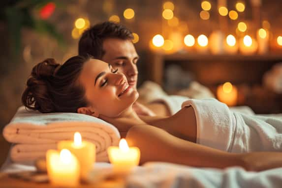 60 Min Valentines Package for 2 - Couples Massage, Facial & Drinks