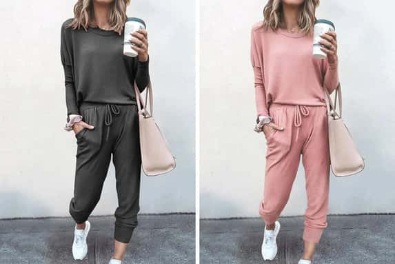 Women-Long-Sleeve-Blouse-Elastic-Waist-Long-Pants-Set-1