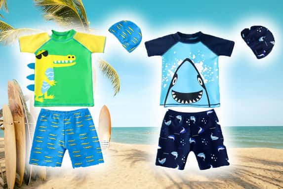 Boys'-split-body-swimsuit-and-cap-three-piece-set-1