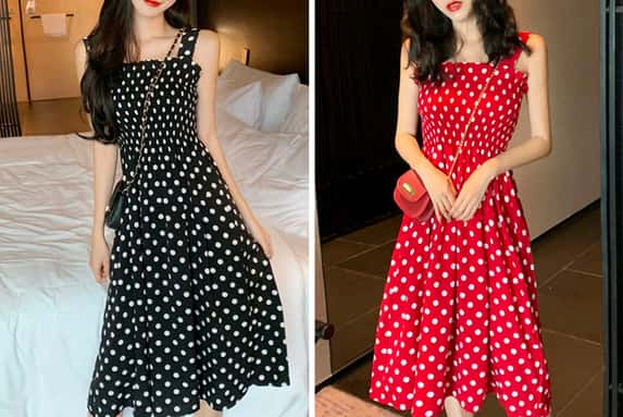 Women's-Strap-Dress-With-Polka-Dots-1