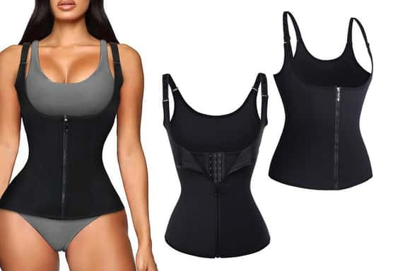 Women Waist Trainer Vest Slim Corset Neoprene Zipper Body Shaper-1