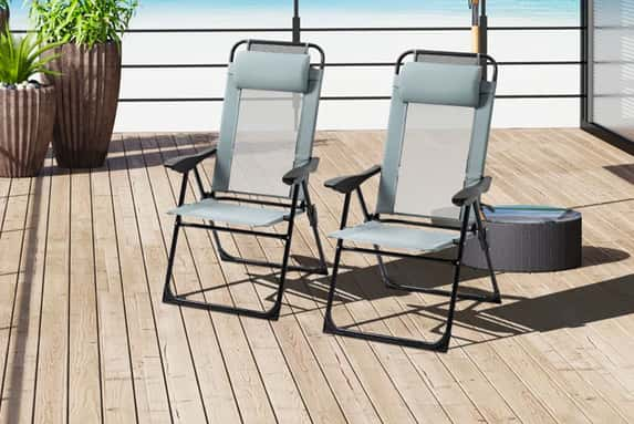 32911432-Set-of-2-Portable-Folding-Recliner-Outdoor-Patio-Adjustable-Backrest,-Black-or-grey-1