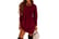 Solid-Long-Sleeve-Irregular-Dress-red