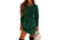 Solid-Long-Sleeve-Irregular-Dress-green