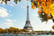 eiffel tour over Seine river with fall tree, Paris, France