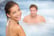 A couple in a hot tub