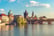 Summer Day Sunset of Charles Bridge in Prague Panorama