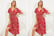 Women-Floral-Deep-V-Neck-Short-Sleeve-Dress-red