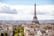 Aerial cityscape view on the Eiffel tower during the sunny day in Paris