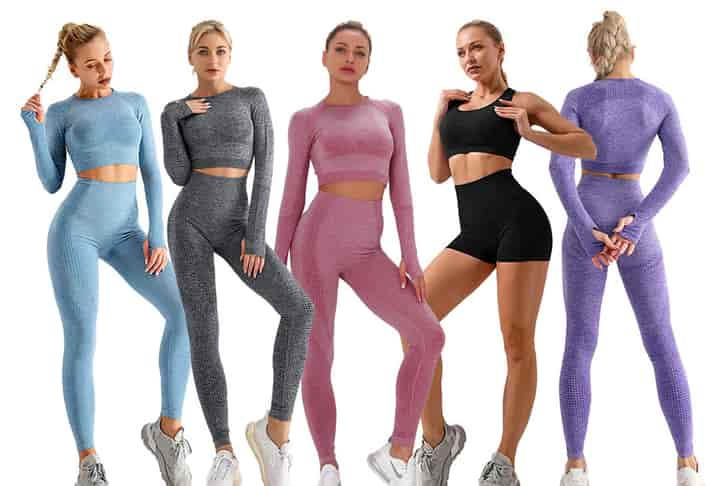 RR Fashion Women Workout Set 2 Pieces with High Waist Leggings and Crop Top