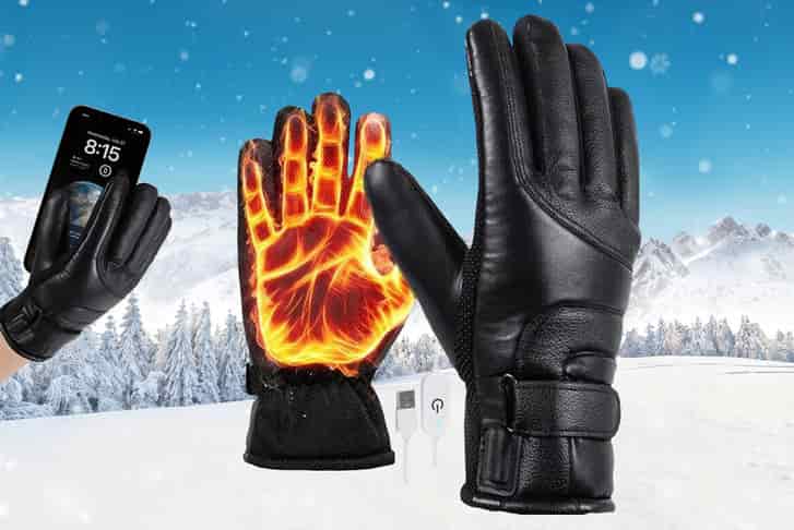 Heated Men's Gloves - USB Heated, Waterproof & Touchscreen - Wowcher