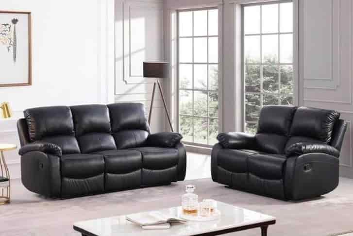 Roma Black Leather Recliner Sofa Set Offer Wowcher