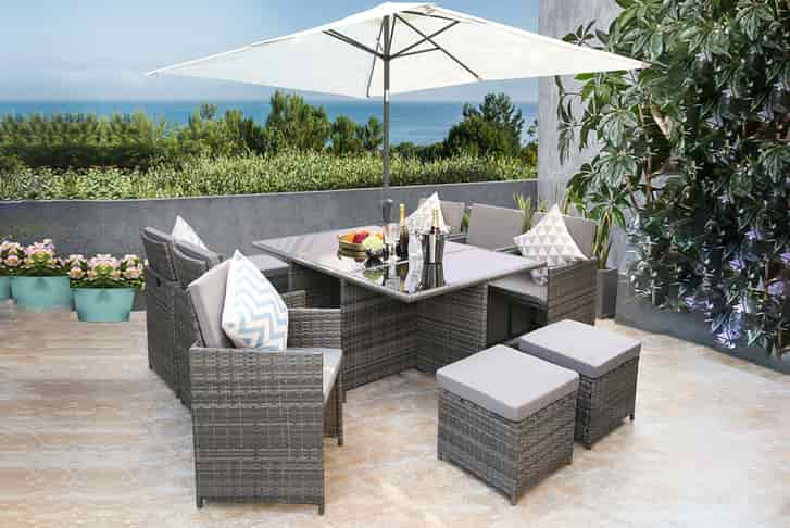 Rattan Cube Set With Parasol Hole Discounts Deals