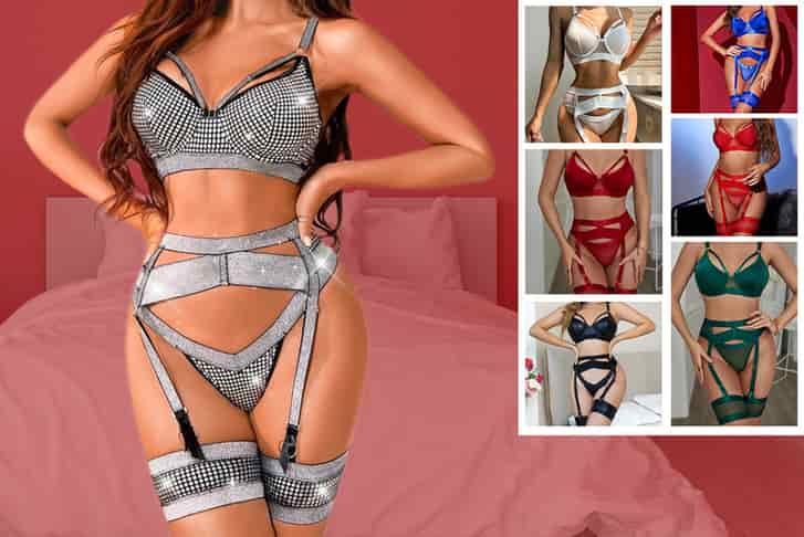  Sexy Bondaged Lingerie for Women 4PC Strappy Exotic