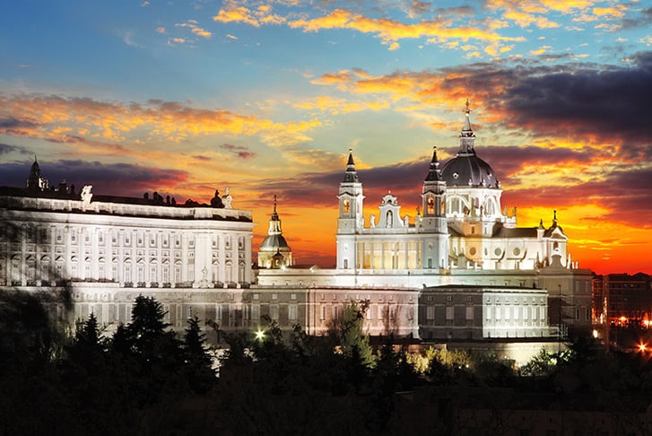Madrid, Spain, Stock Image - Almudena Cathedral Night