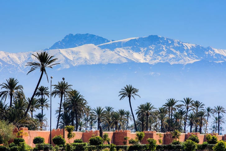 Marrakech, Morocco, Stock Image - Wall and Mountains