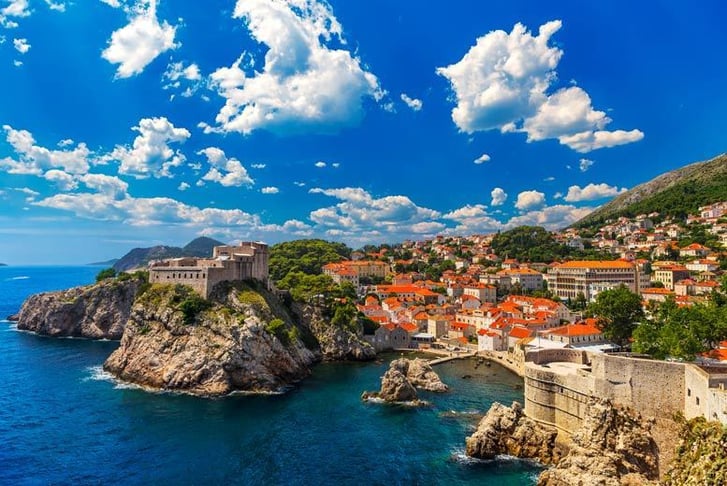Dubrovnik, Croatia, Stock Image - Fortress and Sea View