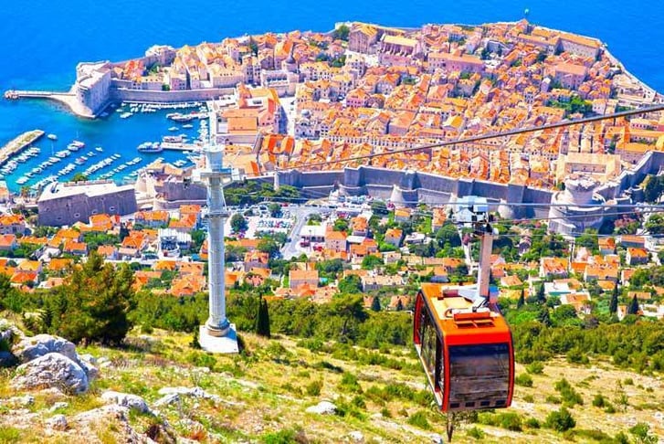 Dubrovnik, Croatia, Stock Image - Old Town and Cable Car