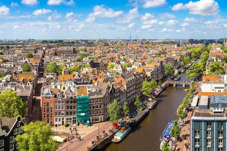 Amsterdam, Netherlands, Stock Image - Aerial Panorama