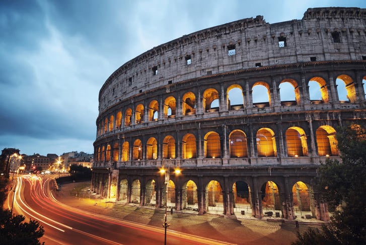 Rome, Italy, Stock Image - Colosseum Night