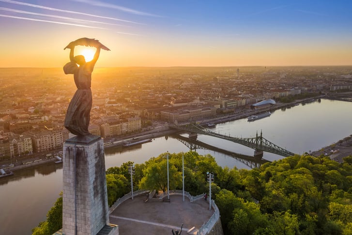 Budapest, Hungary, Stock Image - Statue of Liberty View