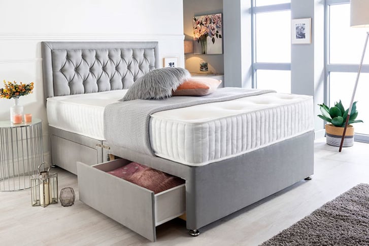 Grey-Suede-Divan-Bed-Set-With-Memory-Foam-Mattress-and-Headboard-2