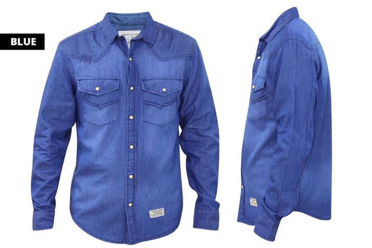 TRUE-FACE-Mens-Jack-South-Cotton-Denim-Look-Shirt-2