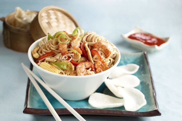 chinese - noodles and prawns