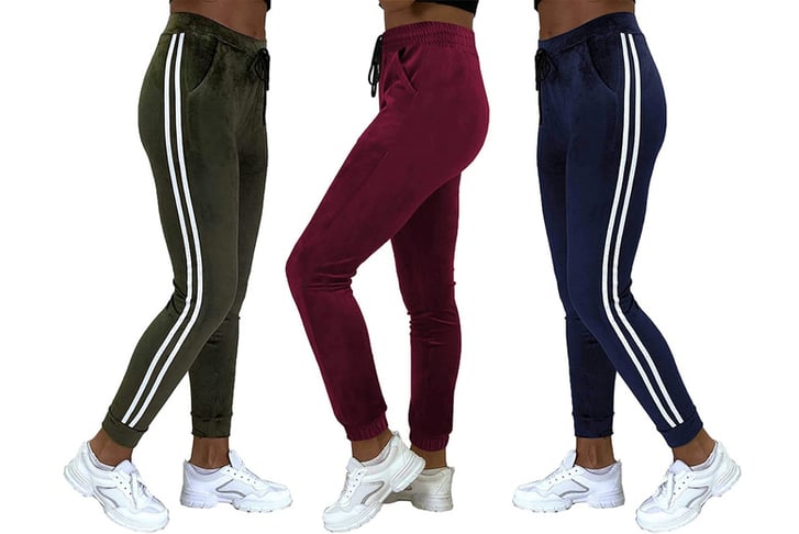 Want-Clothing-Ltd.---Women's-Casual-Striped-or-Plain-Velour-Joggers