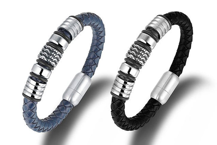 GameChanger-Associates-LTD-Mens-Genuine-Bracelet-in-Blue-or-Black-Leather-with-Silver-Coloured-Beads-1