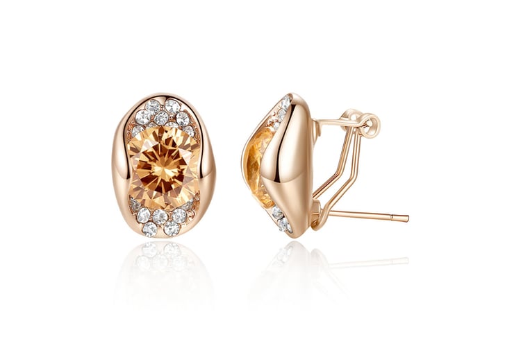 Rose-Gold-Plated-Stud-Earrings-with-Clear-or-Amber-Crystals-3