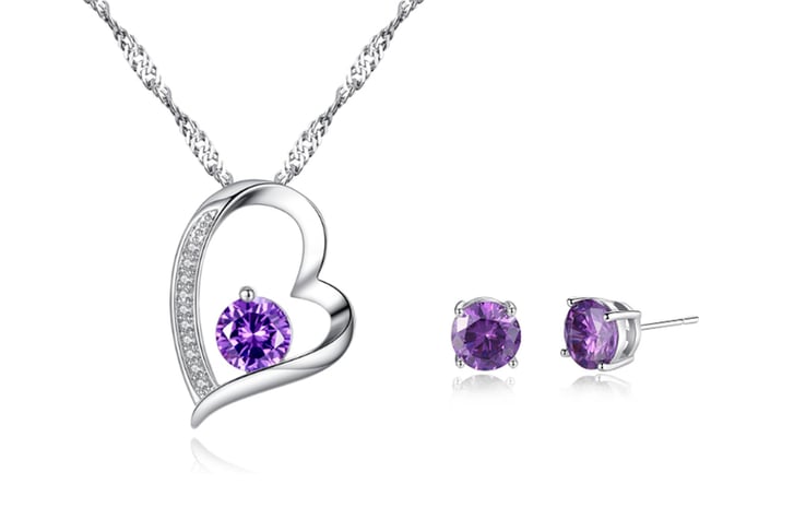Sparkling-Purple-Heart-Necklace-&-Earrings-Set-1