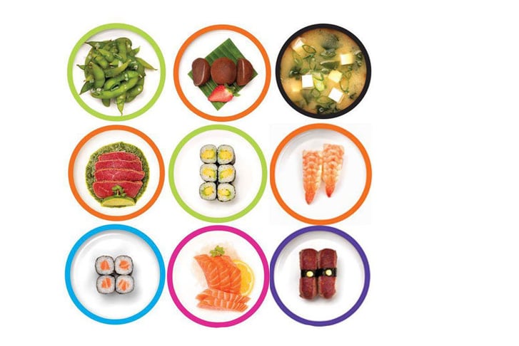 A selection of Yo Sushi dishes