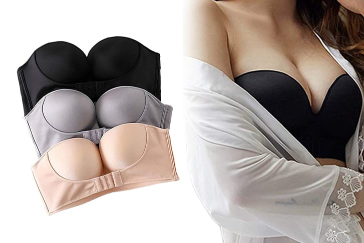 Strapless Push Up Bra With Front Closure