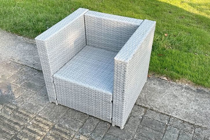 2-Outdoor Garden Furniture Lounge Sofa Set 9 Seater Corner Table Chair Footstool Rattan Light Grey