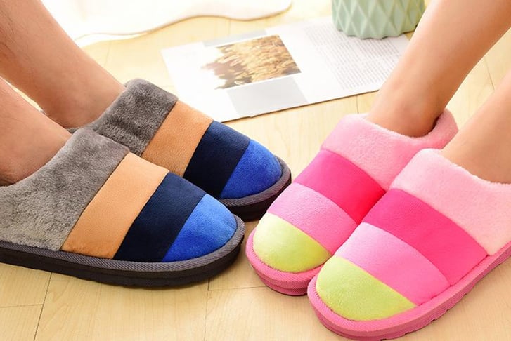 Colourful-Stripe-Plush-Slippers-1