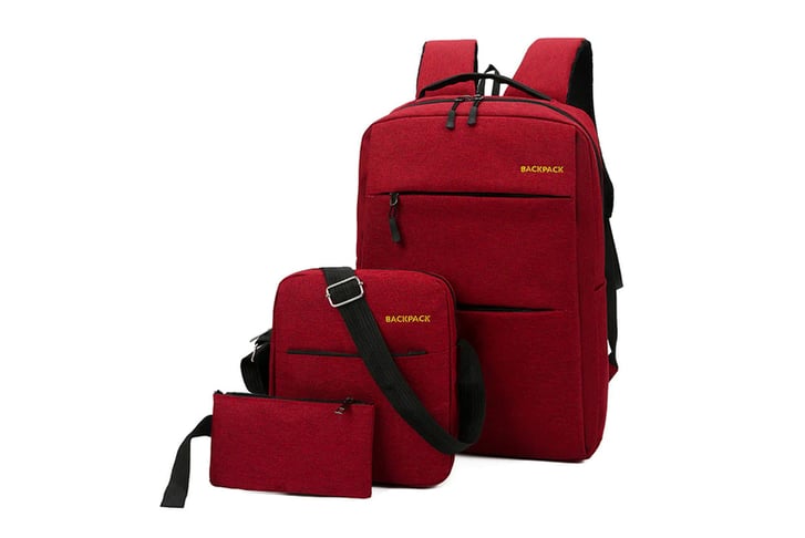3-Piece-Laptop-Backpack-&-Crossbody-Bag-Set-with-USB-Charging-Port-red