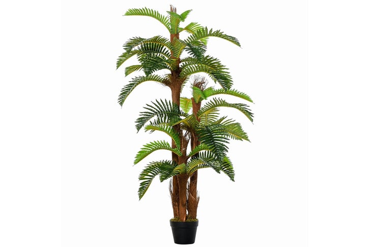 Outsunny Artificial Fern Plant Realistic Fake Potted Tree 150cm ...