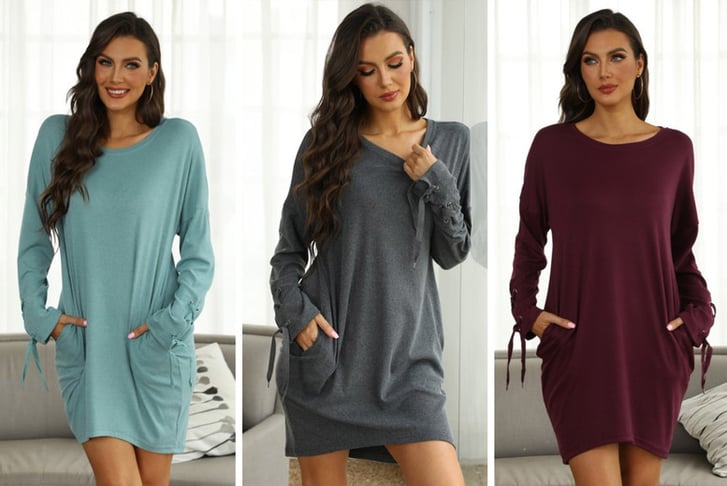 Women’s-Round-Neck-Long-Sleeve-Dress-1