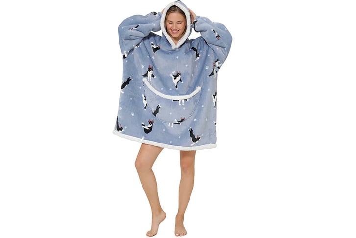 Women-Kids-Printing-Hoodie-Warm-Fleece-Blanket-women-dog