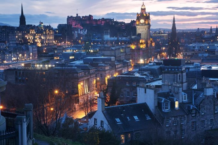 The town of Calton Hill in the evening