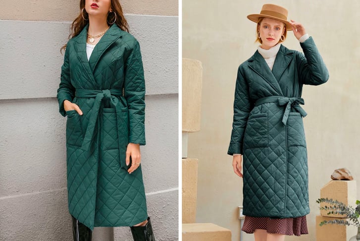 Women-Padded-Long-Knee-Length-Winter-Jacket-green