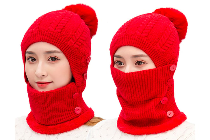 Fuzzy-hat-With-Neck-Warmer-Sets-red